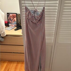 Urban Outfitters Checkered Blue and Orange Top